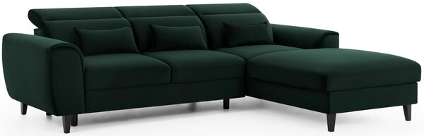 Elegantní rohová sedací souprava SUNNIVA - tmavě zelená, pravý roh