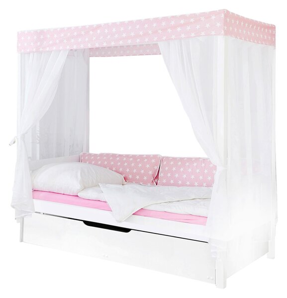 POSTEL S NEBESY, 90/200 cm růžová, bílá MID.YOU - Jednolůžkové postele, Online Only