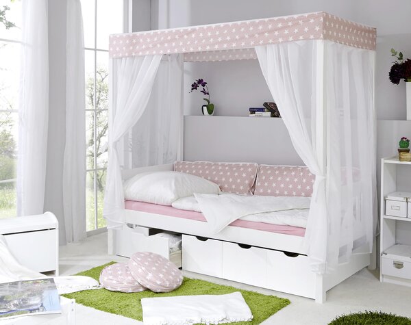 POSTEL S NEBESY, 90/200 cm růžová, bílá MID.YOU - Jednolůžkové postele, Online Only