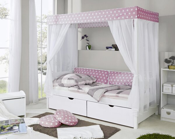 POSTEL S NEBESY, 90/200 cm růžová, bílá MID.YOU - Jednolůžkové postele, Online Only