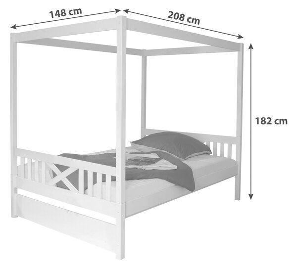 POSTEL S NEBESY, 140/200 cm bílá MID.YOU - Jednolůžkové postele, Online Only