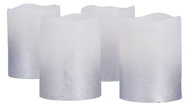SOLIGHT Sada 4 LED svíček s časovačem 6,5cm, stříbrná barva, 4xCR2032