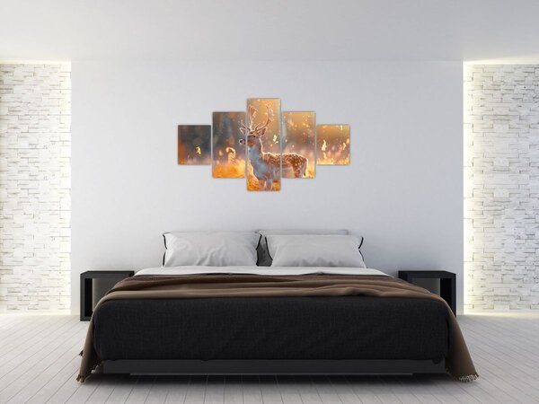 Obraz - Jelen v poli (125x70 cm)