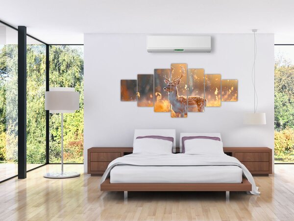 Obraz - Jelen v poli (210x100 cm)