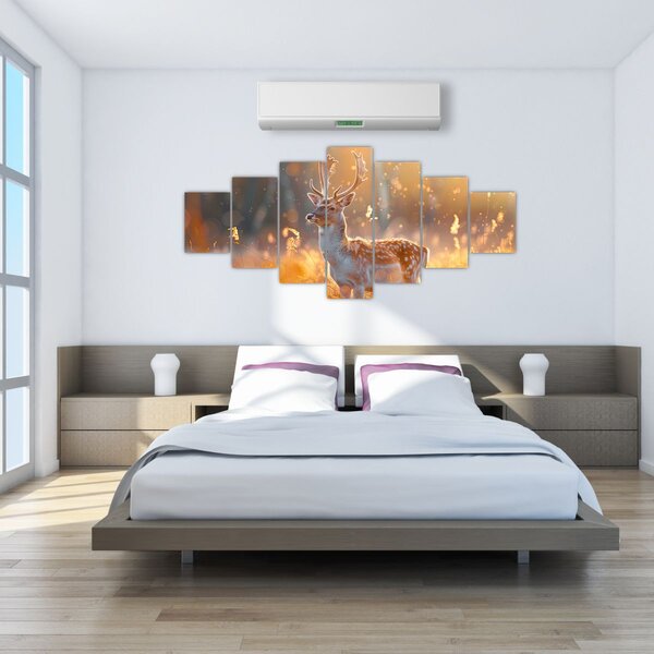 Obraz - Jelen v poli (210x100 cm)