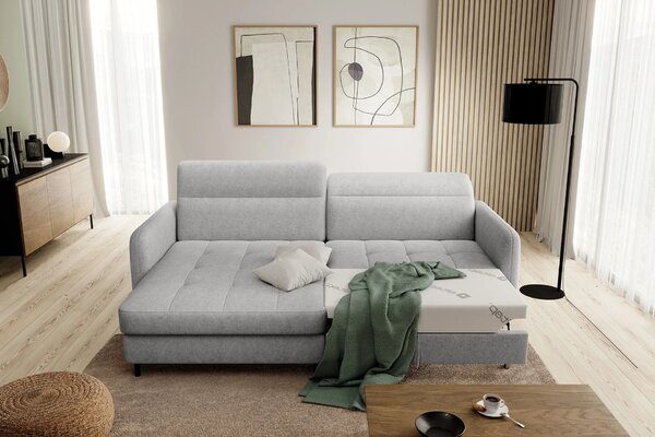 Elegantní rozkládací sedací souprava ZULEYKA - popelavá, levý roh