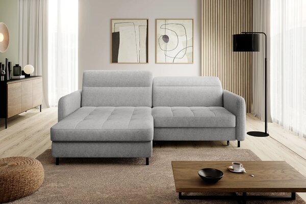 Elegantní rozkládací sedací souprava ZULEYKA - popelavá, levý roh