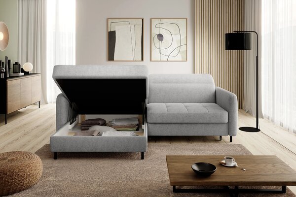 Elegantní rozkládací sedací souprava ZULEYKA - popelavá, levý roh