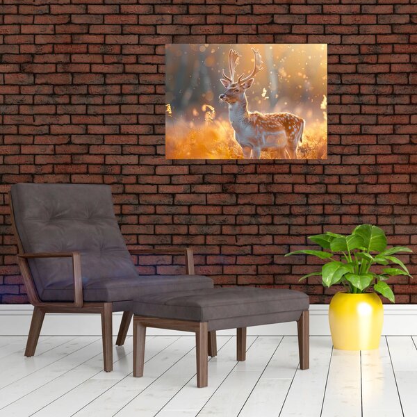 Obraz - Jelen v poli (70x50 cm)