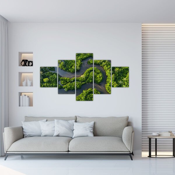Obraz - Lesní krajina s řekou (125x70 cm)