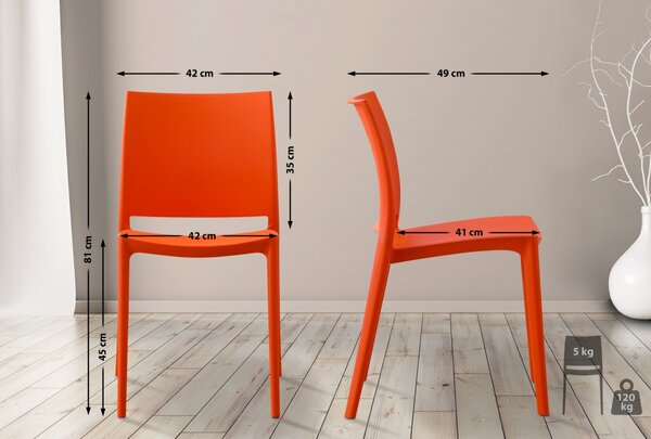 2x Židle Meton - Oranžová