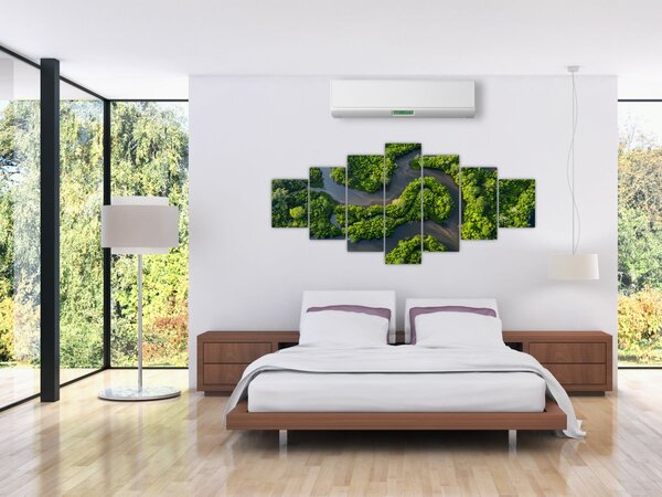 Obraz - Lesní krajina s řekou (210x100 cm)