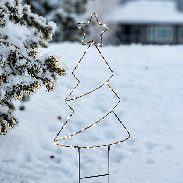 SOLIGHT LED venkovní dekorace vánoční stromeček IP44, 85x LED, časovač, 68cm, 3x AA