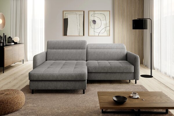 Elegantní rozkládací sedací souprava ZULEYKA - světle šedá, levý roh