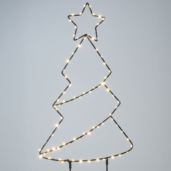 SOLIGHT LED venkovní dekorace vánoční stromeček IP44, 85x LED, časovač, 68cm, 3x AA