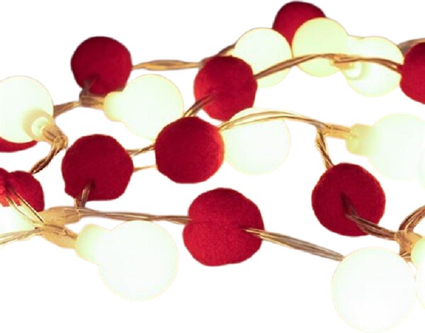 SOLIGHT LED vánoční řetízek červená-bílá, 20x LED, 1,5m, 2xAA