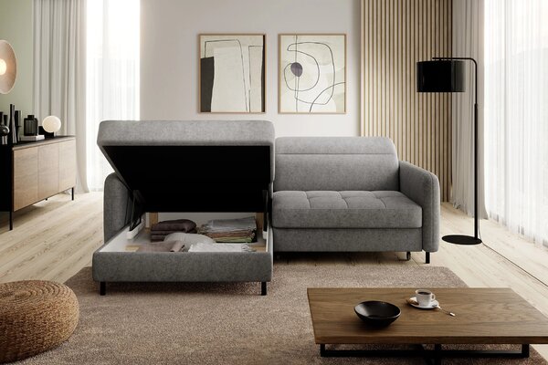 Elegantní rozkládací sedací souprava ZULEYKA - světle šedá, levý roh