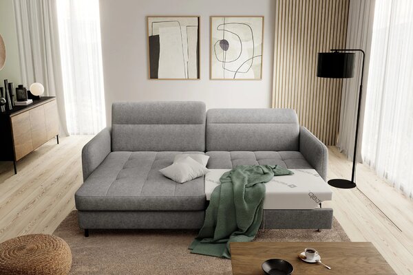 Elegantní rozkládací sedací souprava ZULEYKA - světle šedá, levý roh