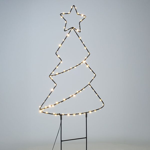 SOLIGHT LED venkovní dekorace vánoční stromeček IP44, 85x LED, časovač, 68cm, 3x AA