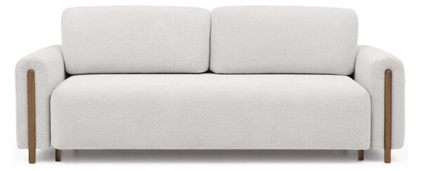 Krémová rozkládací/s úložným prostorem pohovka z textilie bouclé 244 cm Arcadova – ELTAP