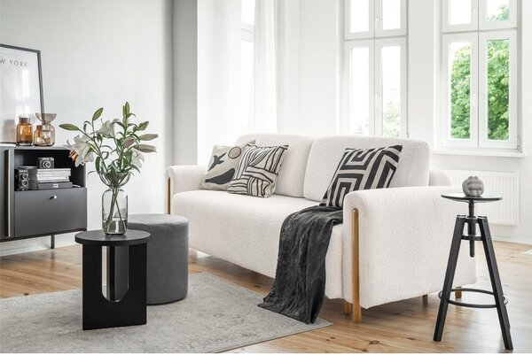 Krémová rozkládací/s úložným prostorem pohovka z textilie bouclé 244 cm Arcadova – ELTAP