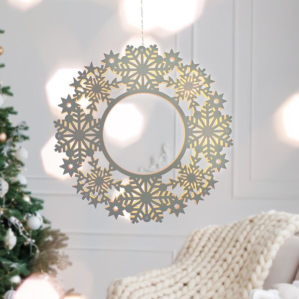 SOLIGHT LED dřevěný vánoční věnec, 10x LED, bílá, 30cm, časovač, 2x AA