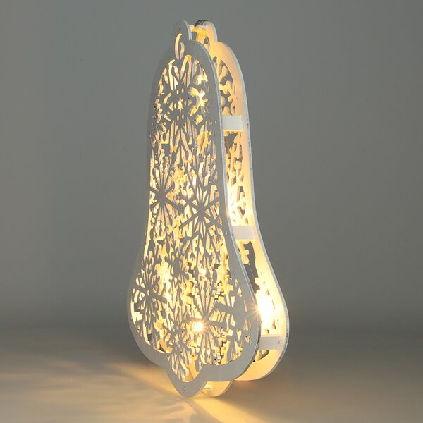 SOLIGHT LED dřevěný vánoční zvoneček, 9x LED, bílá, 30cm, časovač, 2x AA