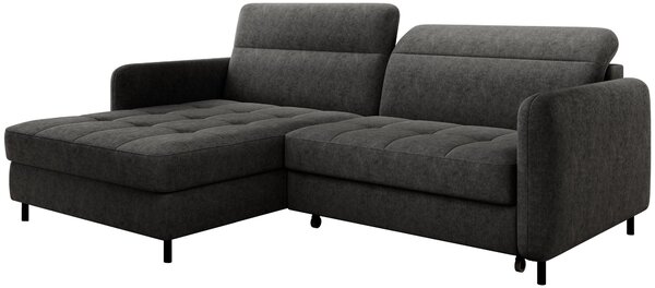 Elegantní rozkládací sedací souprava ZULEYKA - černá, levý roh