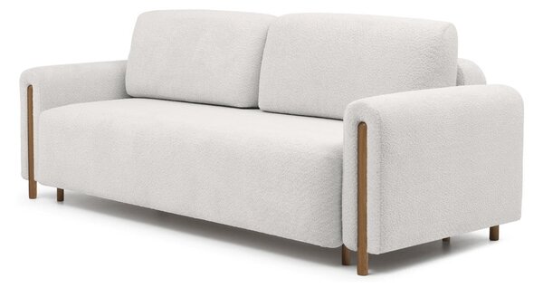 Krémová rozkládací/s úložným prostorem pohovka z textilie bouclé 244 cm Arcadova – ELTAP