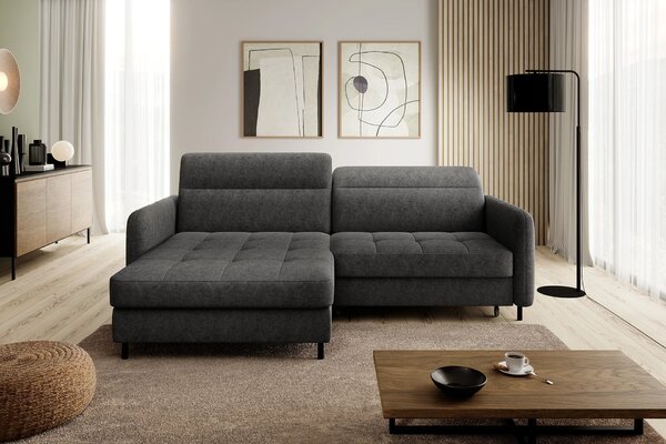 Elegantní rozkládací sedací souprava ZULEYKA - černá, levý roh