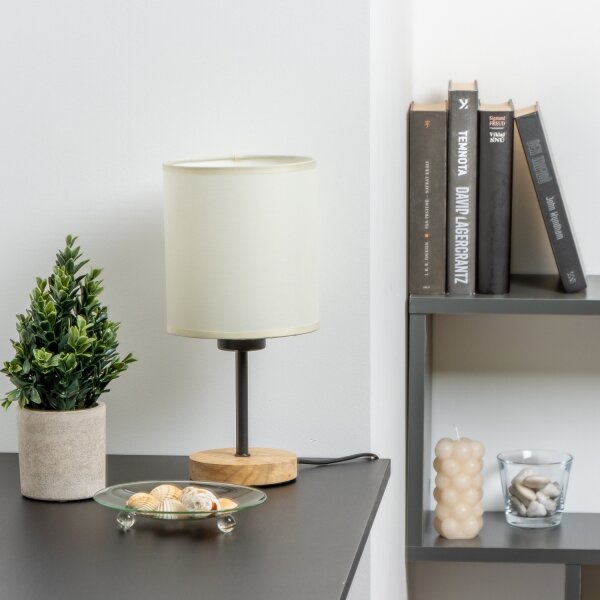 Brilagi - Stolní lampa NUBILA WOOD 1xE27/25W/230V dub/černá/krémová