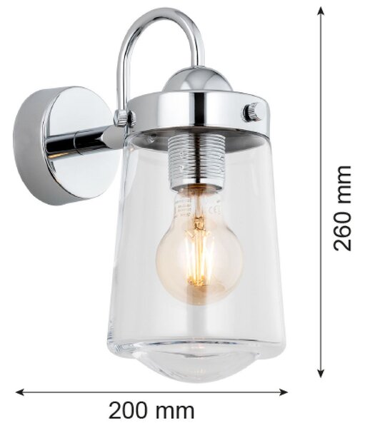 Argon Pasadena nástěnné svítidlo 1x15 W chrom-průhledná 4719