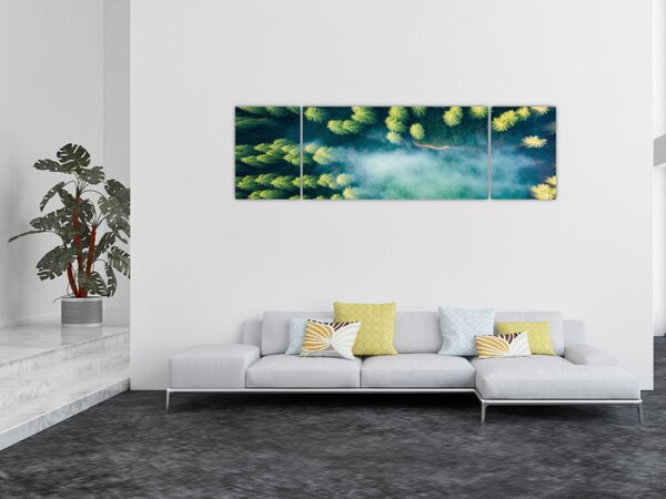 Obraz - Mlhou zahalený les (170x50 cm)