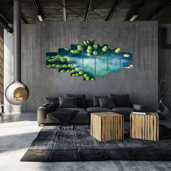 Obraz - Mlhou zahalený les (210x100 cm)