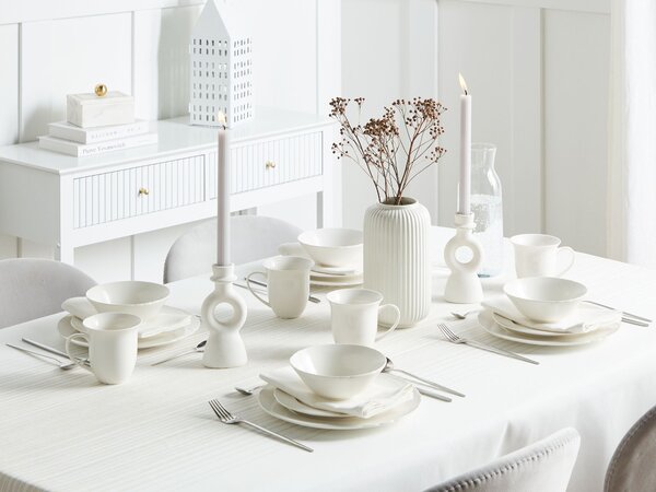 Sada 16 kusů nádobí ELDERBERRY Porcelán Bílá
