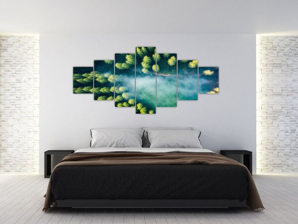 Obraz - Mlhou zahalený les (210x100 cm)