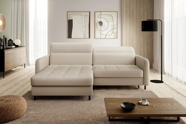 Elegantní rozkládací sedací souprava ZULEYKA - béžová, levý roh