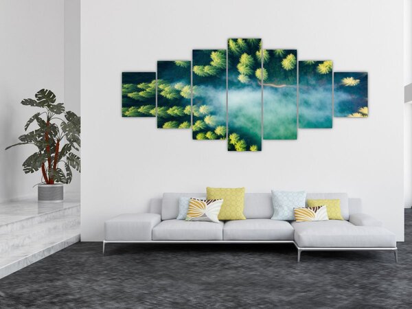 Obraz - Mlhou zahalený les (210x100 cm)