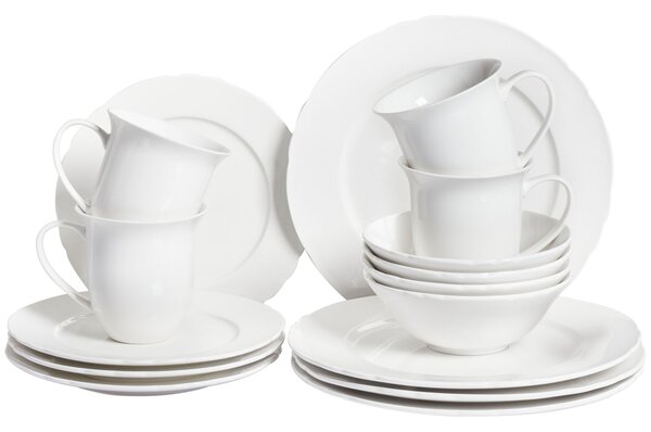 Sada 16 kusů nádobí ELDERBERRY Porcelán Bílá