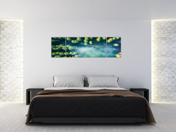 Obraz - Mlhou zahalený les (170x50 cm)