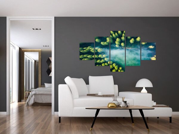 Obraz - Mlhou zahalený les (125x70 cm)
