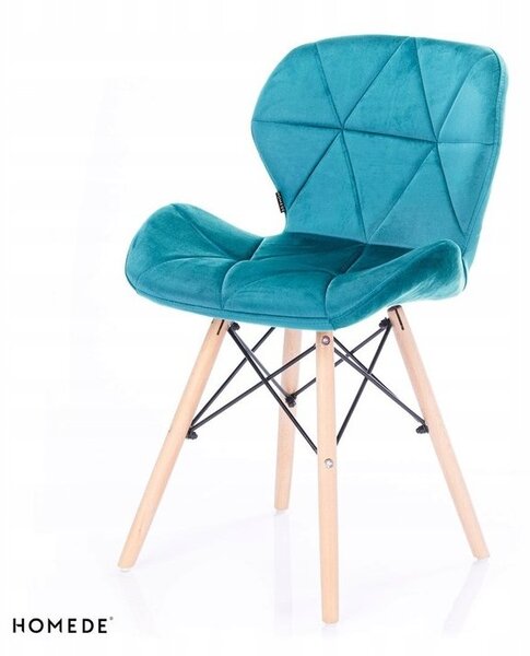 SUPPLIES LAGO Skandinávská sametová jídelní židle - tyrkysová barva