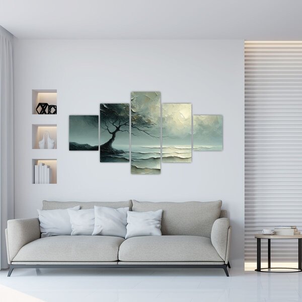 Obraz - Olejomalba stromu s oceánem (125x70 cm)