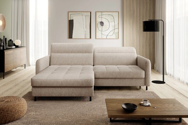 Elegantní rozkládací sedací souprava ZULEYKA - světle béžová, levý roh