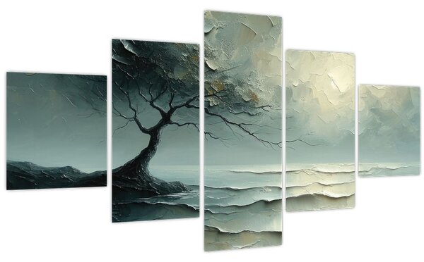 Obraz - Olejomalba stromu s oceánem (125x70 cm)