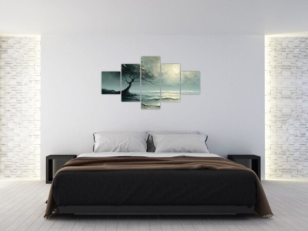 Obraz - Olejomalba stromu s oceánem (125x70 cm)