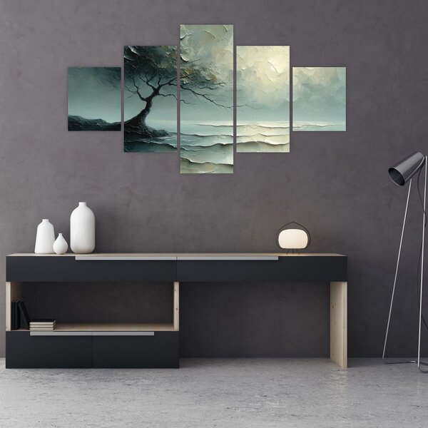 Obraz - Olejomalba stromu s oceánem (125x70 cm)