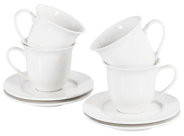 Sada 4 šálků s podšálky ELDERBERRY Porcelán Bílá