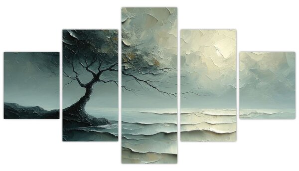 Obraz - Olejomalba stromu s oceánem (125x70 cm)