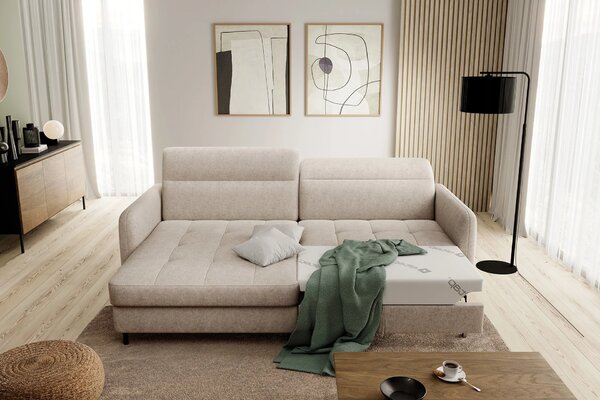Elegantní rozkládací sedací souprava ZULEYKA - světle béžová, levý roh